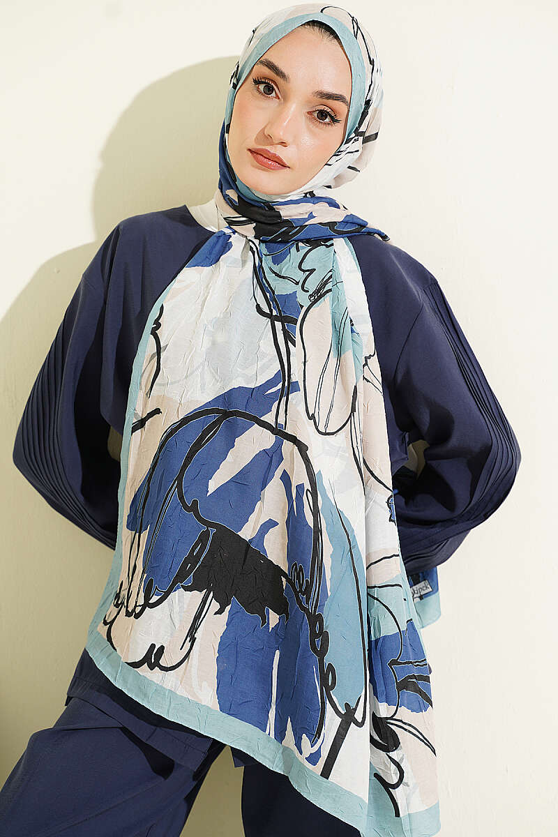 Geometric Floral Shawl - Mint