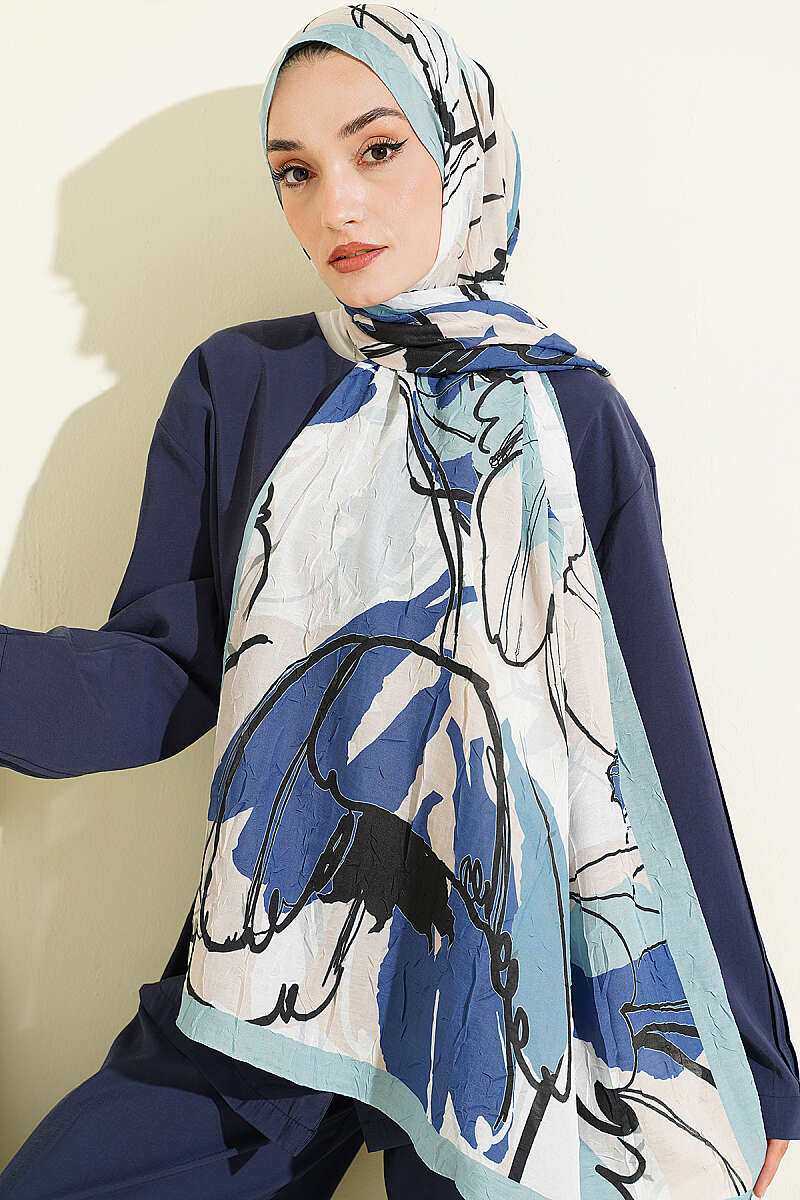 Geometric Floral Shawl - Mint