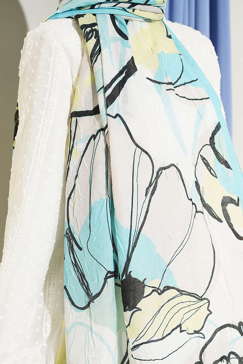 Geometric Floral Shawl - Turquoise