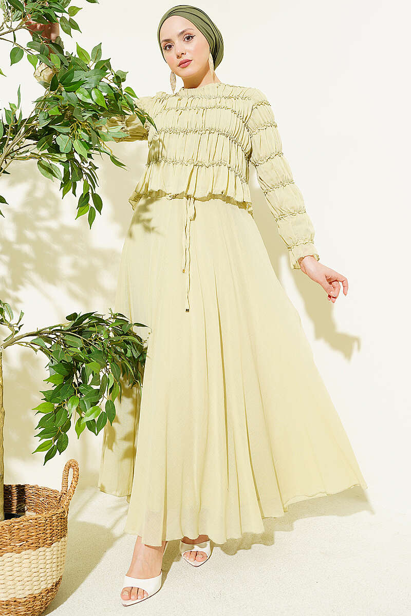 Guipure Blouse and Skirt Set - Mint