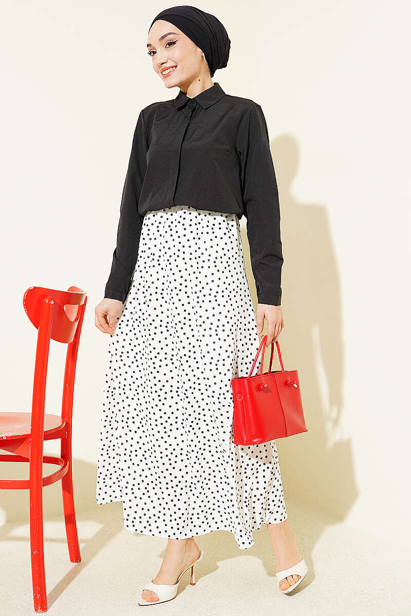 Short Shirt with Concealed Buttons - Black