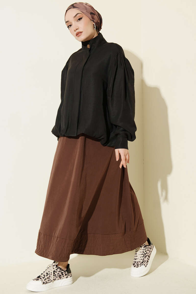 Modal Bomber Jacket with Concealed Buttons - Black