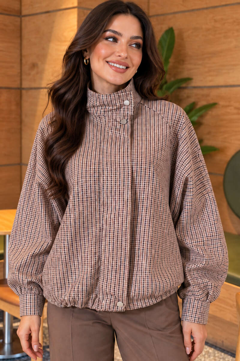 Oversized Jacket with Concealed Zip - Beige