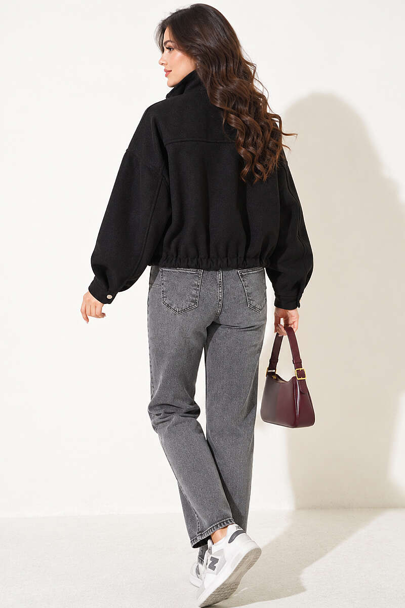 Oversized Felt Jacket with Concealed Zip - Black