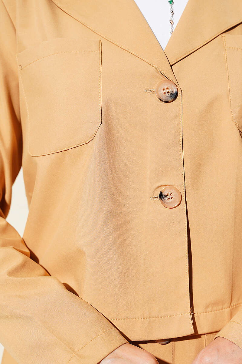 Two-Piece Skirt Set with Chest Pocket - Latte