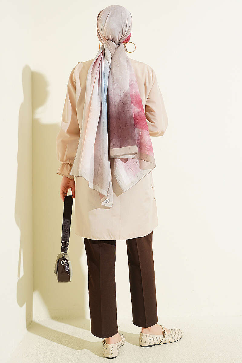 Shirt with Ruffled Bust - Beige