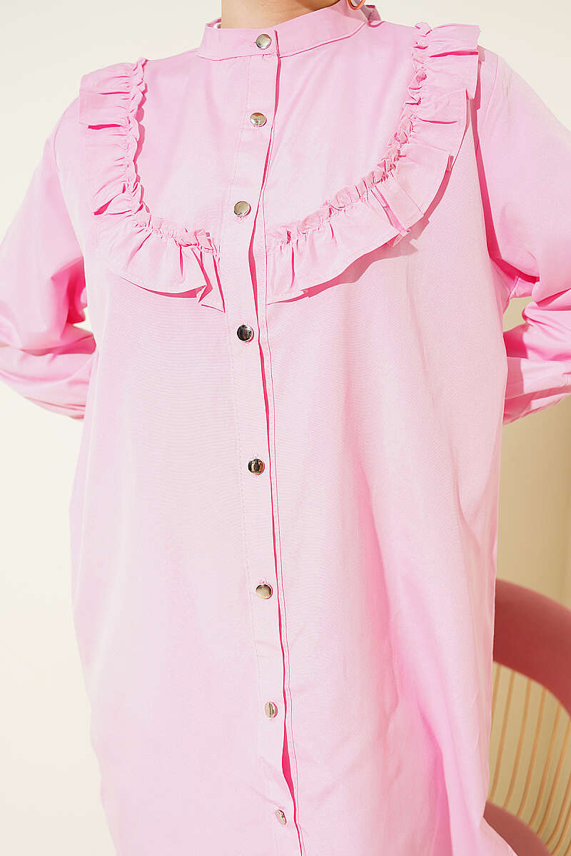 Shirt with Ruffled Bust - Pink