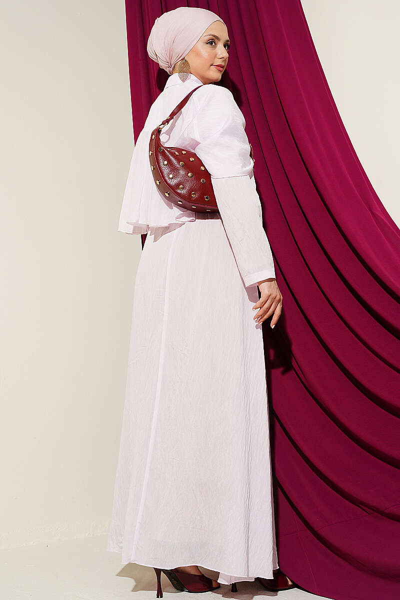 Cape Skirt Set with Gold Accessory - Pink