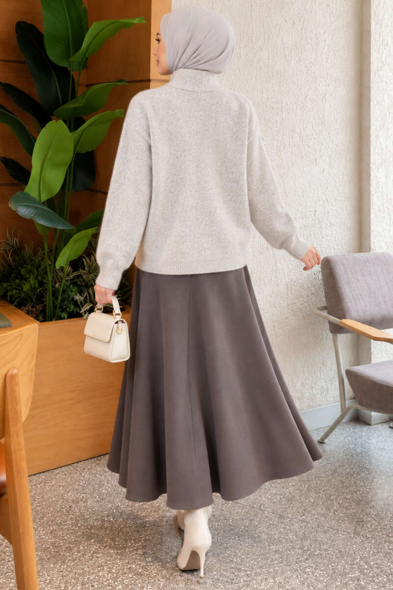 Knit Cardigan with Gold Button Detail - Grey