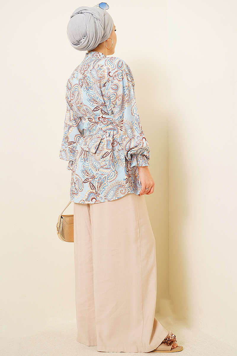 Paisley Tunic with Gold Buckle - Blue
