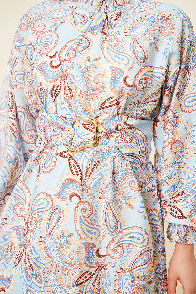 Paisley Tunic with Gold Buckle - Blue