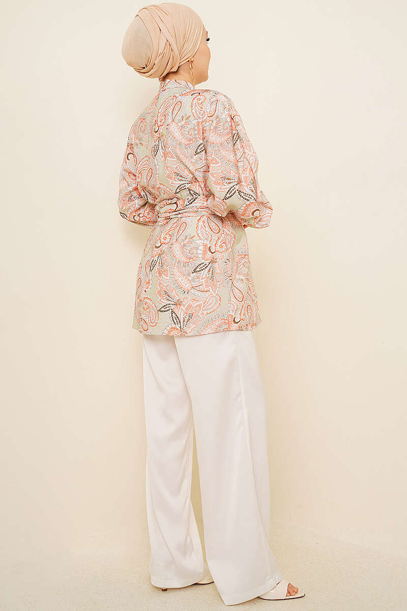 Paisley Tunic with Gold Buckle - Mint