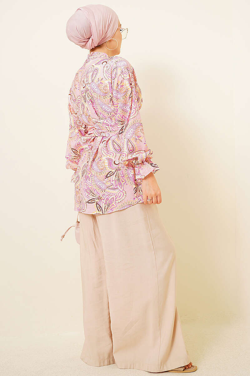 Paisley Tunic with Gold Buckle - Pink