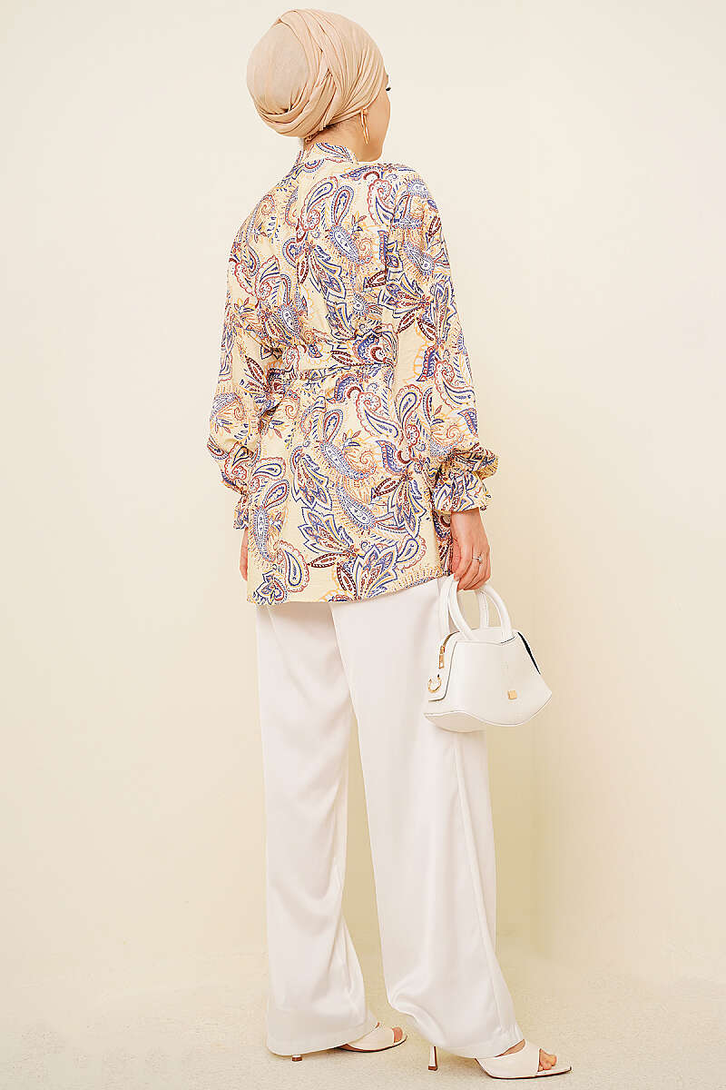 Paisley Tunic with Gold Buckle - Yellow