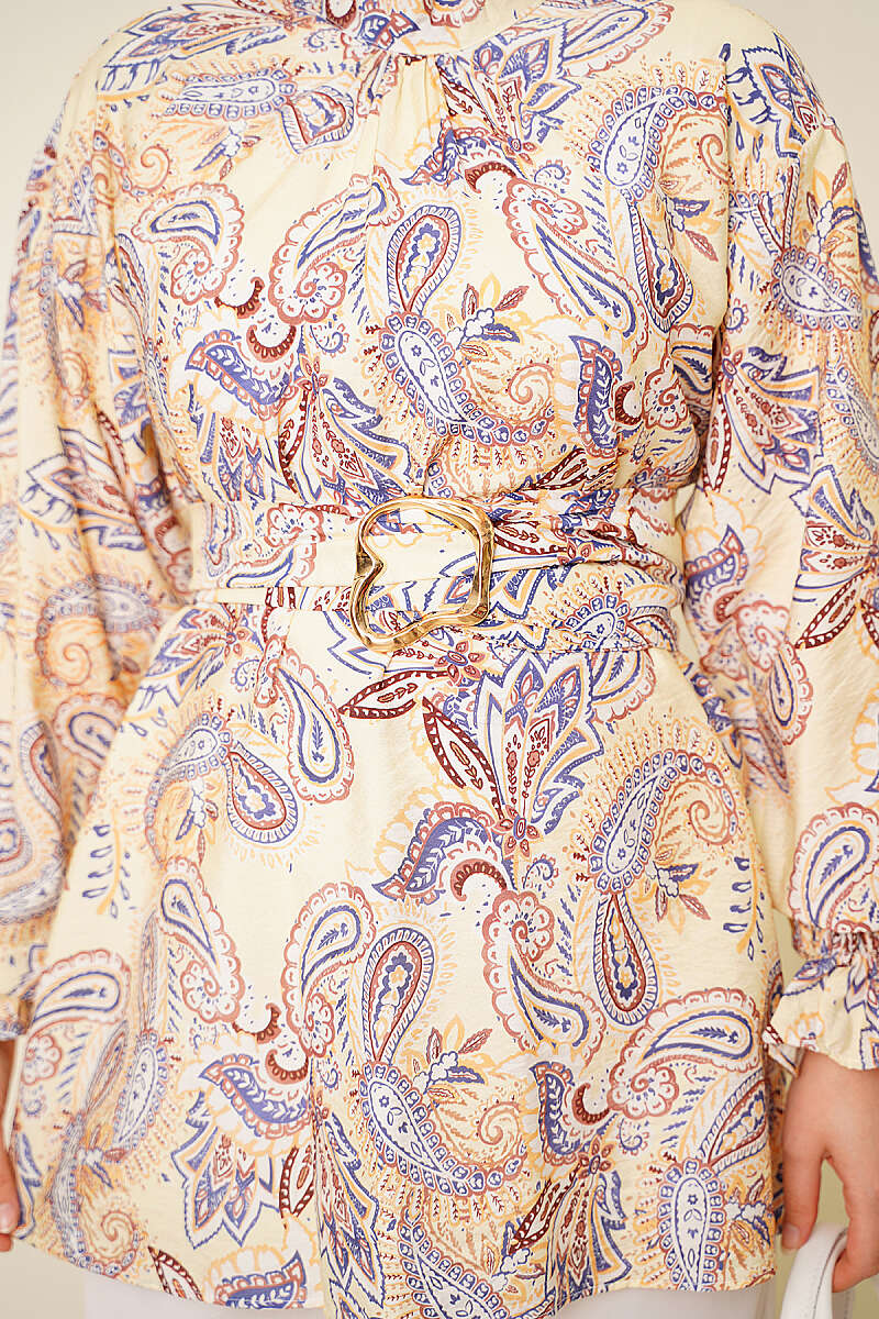 Paisley Tunic with Gold Buckle - Yellow