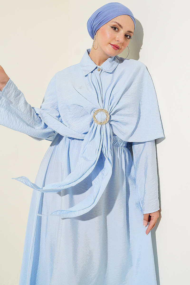 Three-Piece Set with Gold Buckle - Blue