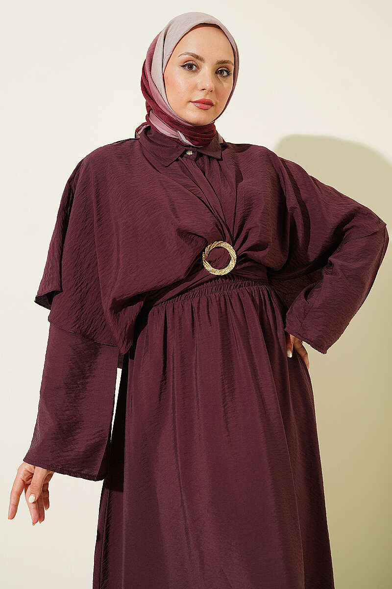 Three-Piece Set with Gold Buckle - Plum
