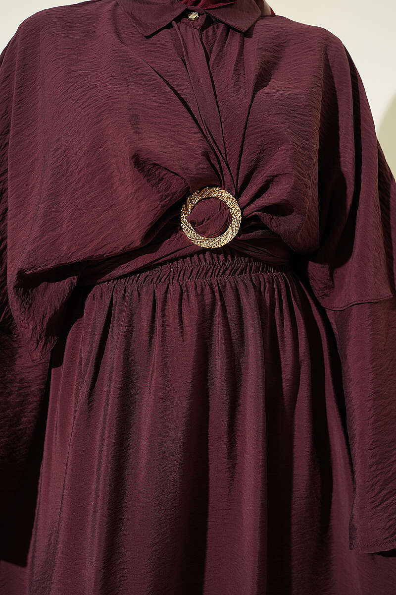Three-Piece Set with Gold Buckle - Plum