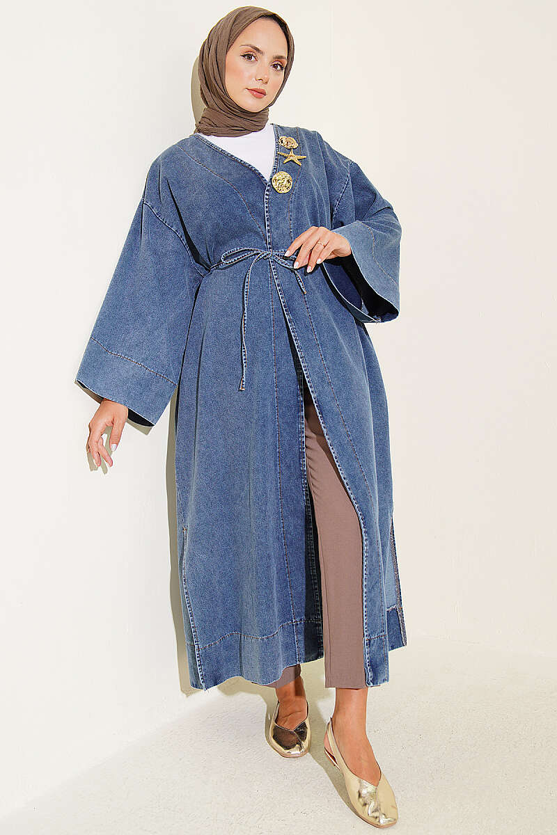 Cape Coat with Gold Star and Cord Accessory - Light Blue