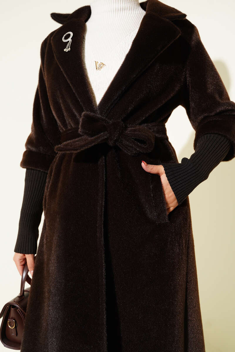 Goldfox Coat with Ribbed Cuffs - Chestnut