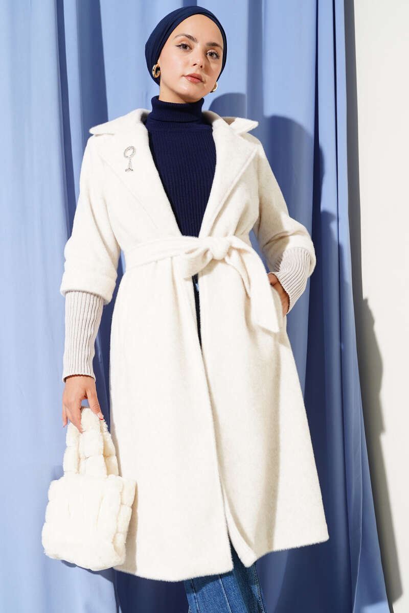 Goldfox Coat with Ribbed Cuffs - Stone