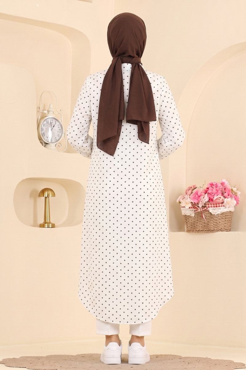 Shirt-Collar Woven Tunic - Ecru
