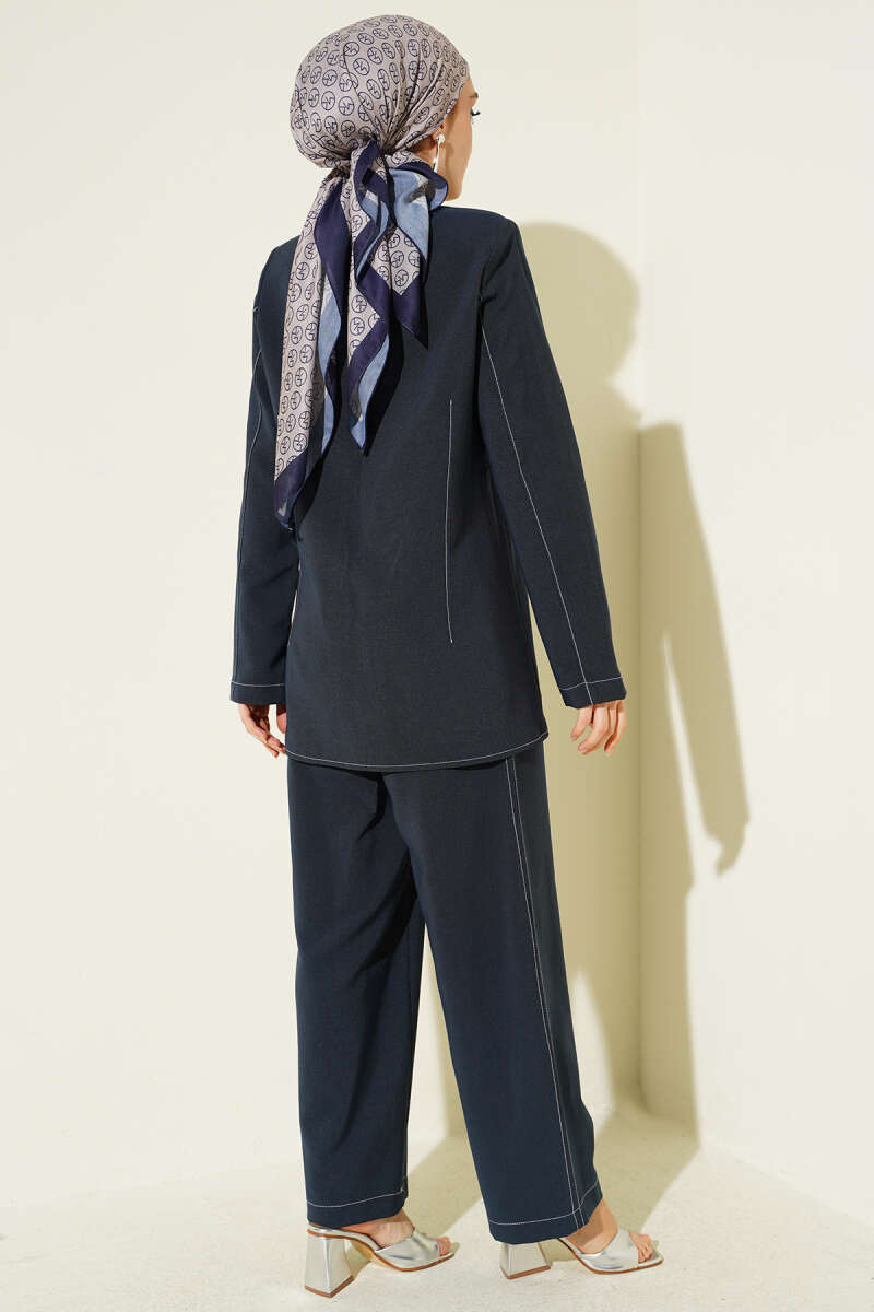 Shirt-Collar Set with Single Pocket - Navy