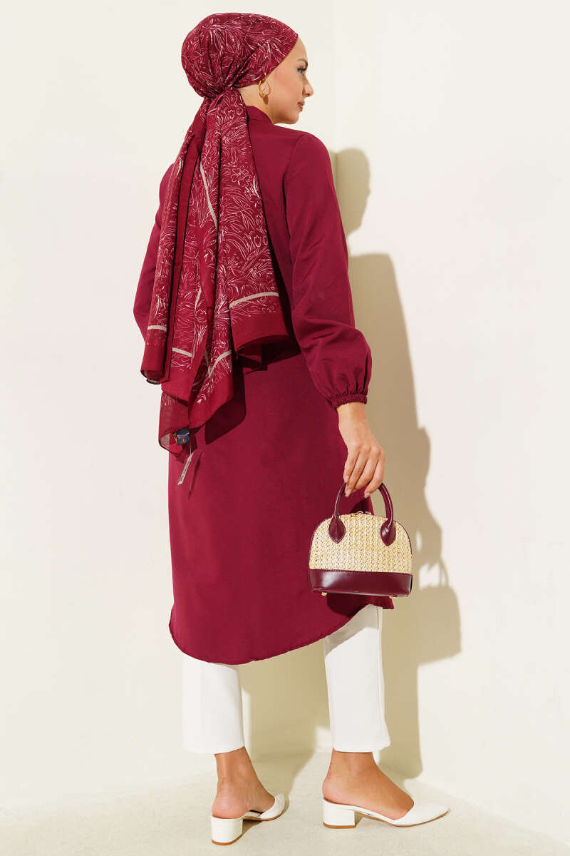 Long Single-Pocket Shirt - Burgundy