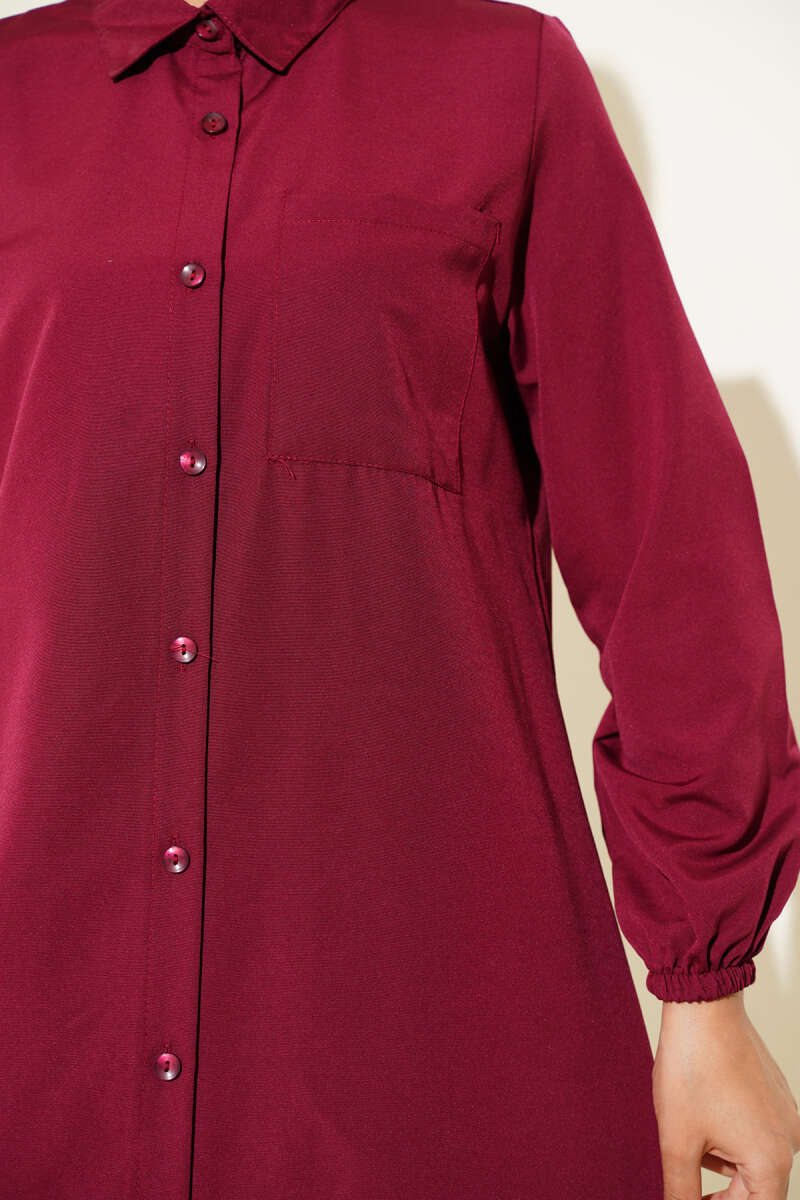 Long Single-Pocket Shirt - Burgundy