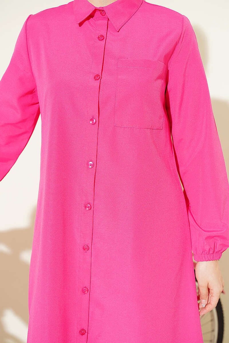 Long Single-Pocket Shirt - Fuchsia
