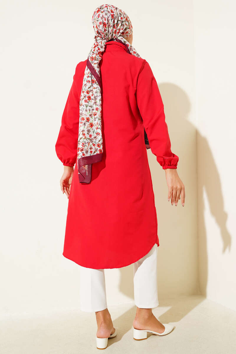 Long Single-Pocket Shirt - Red