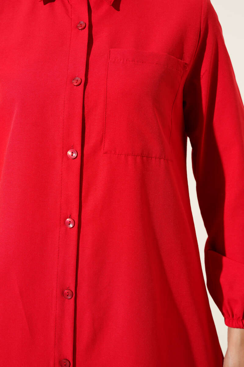 Long Single-Pocket Shirt - Red