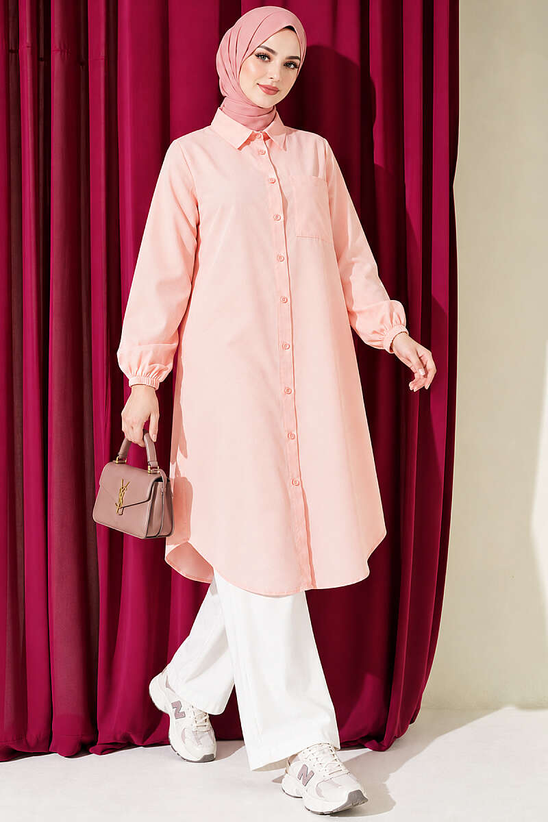 Long Single-Pocket Shirt - Powder