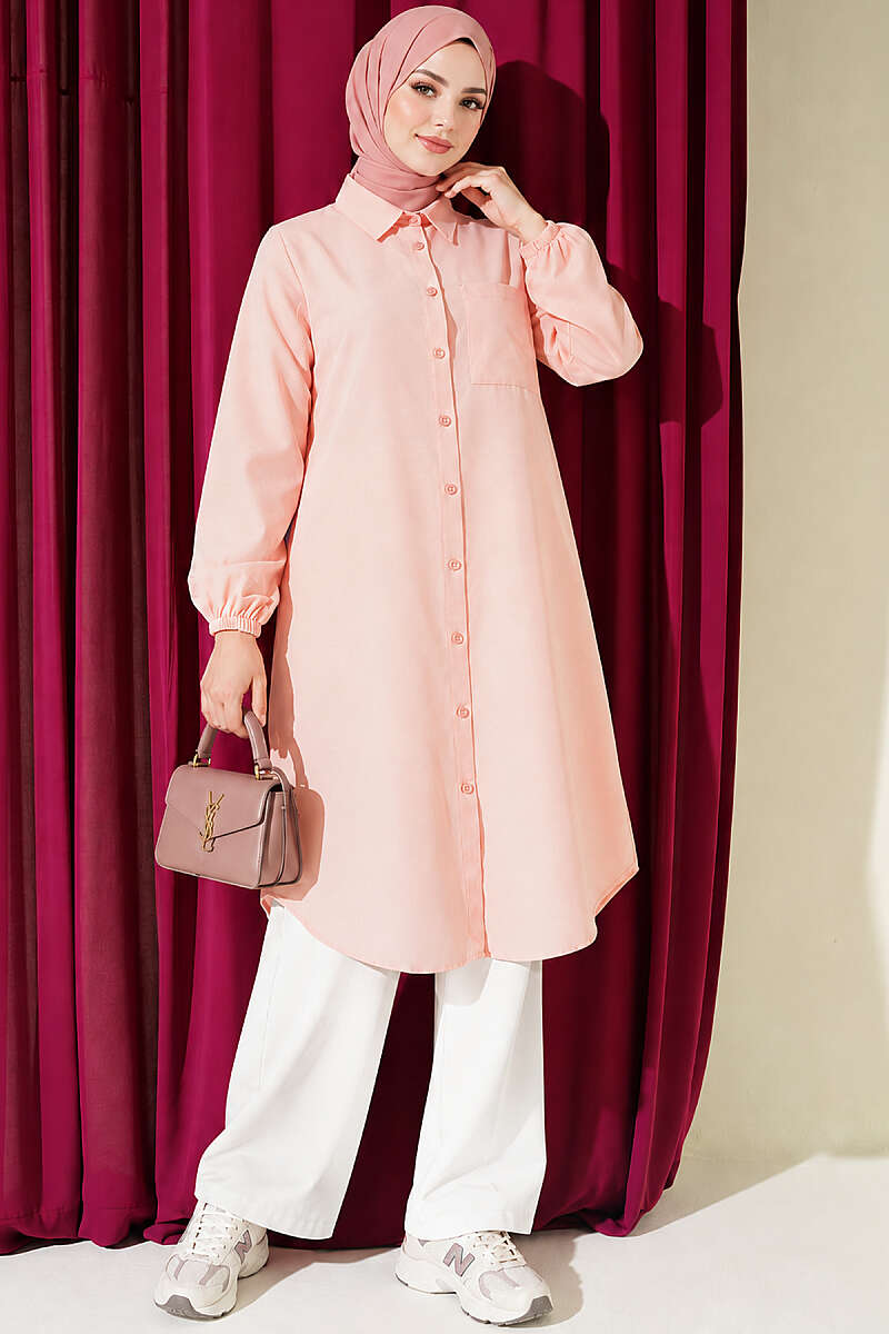 Long Single-Pocket Shirt - Powder