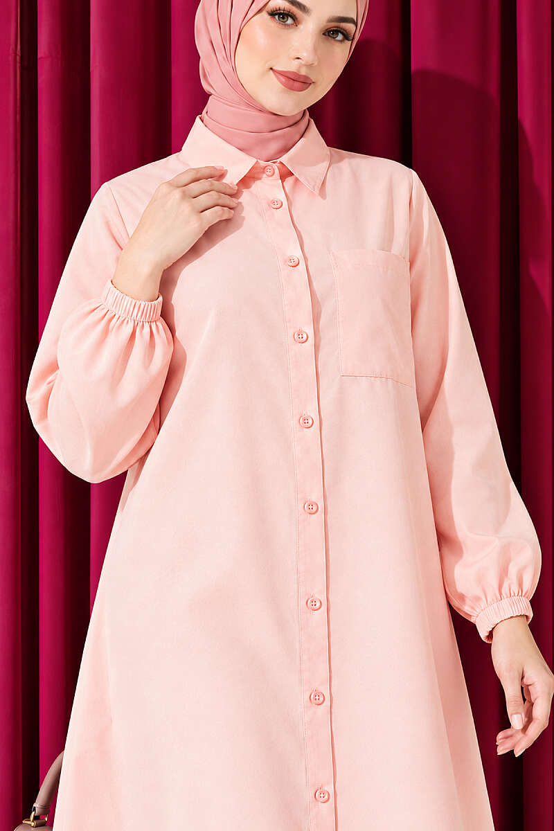 Long Single-Pocket Shirt - Powder