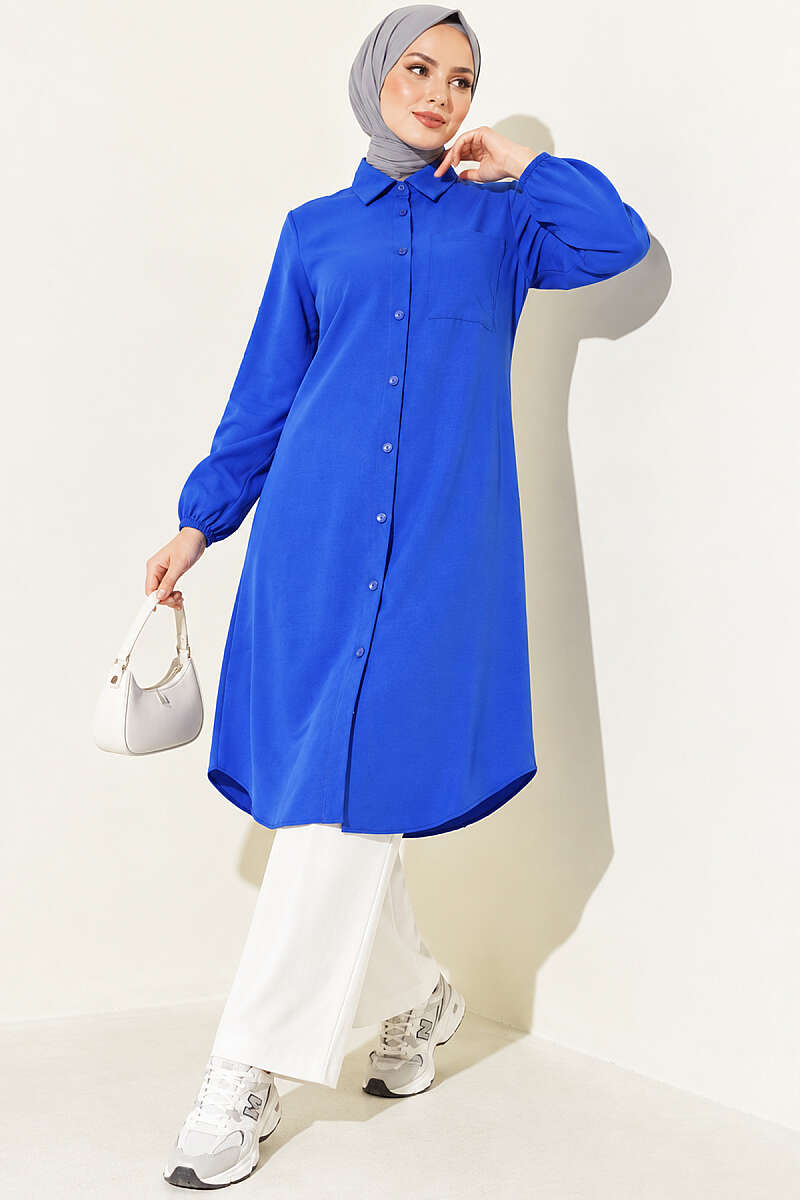 Long Single-Pocket Shirt - Saxe Blue