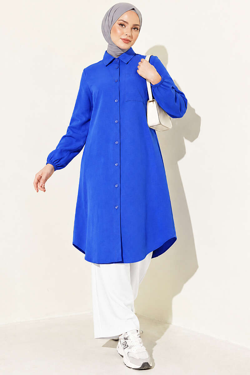 Long Single-Pocket Shirt - Saxe Blue