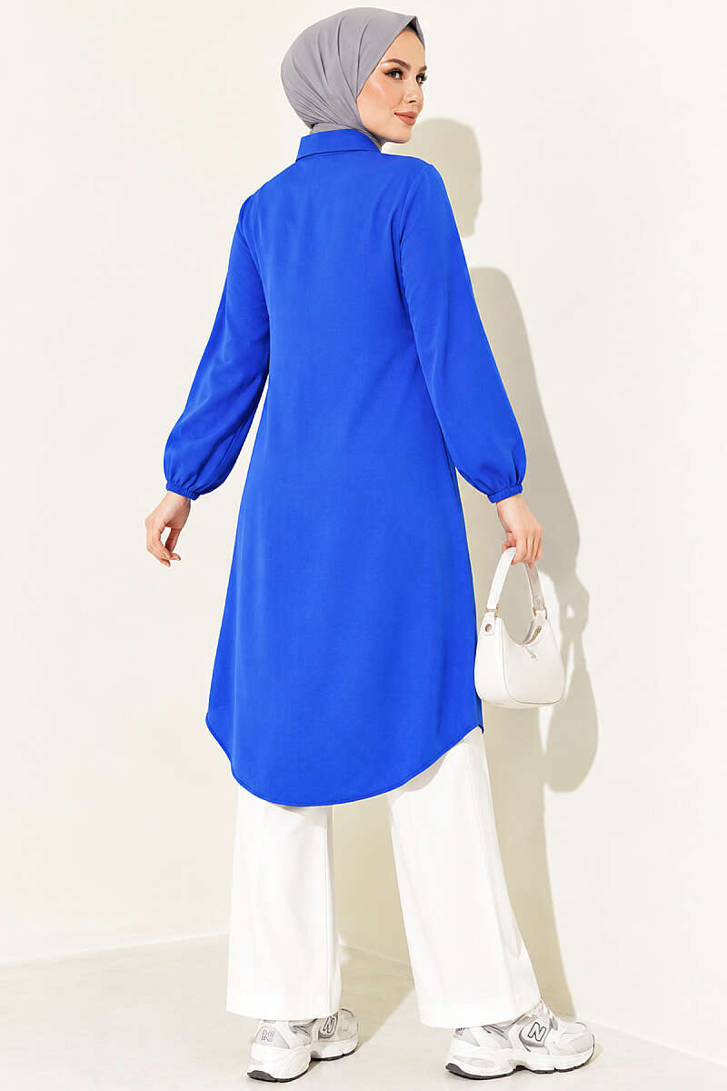 Long Single-Pocket Shirt - Saxe Blue