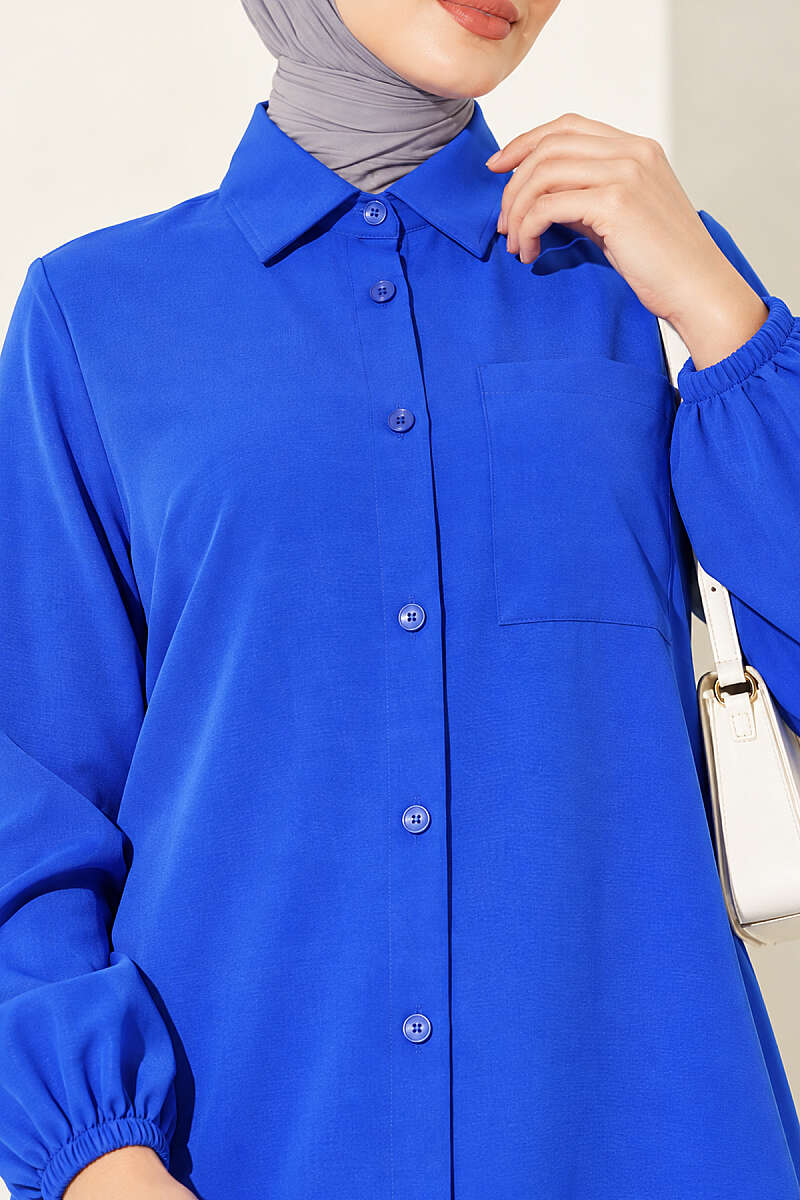 Long Single-Pocket Shirt - Saxe Blue