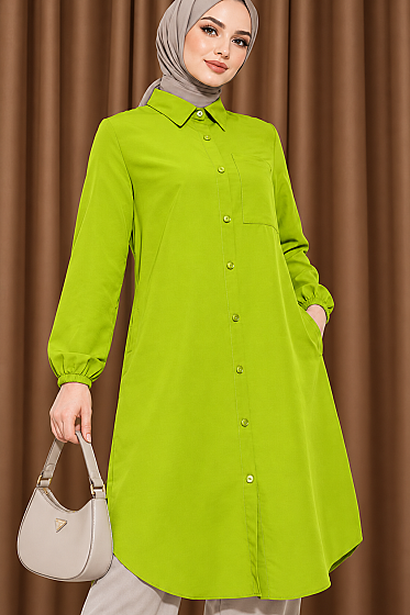 Long Single-Pocket Shirt - Green