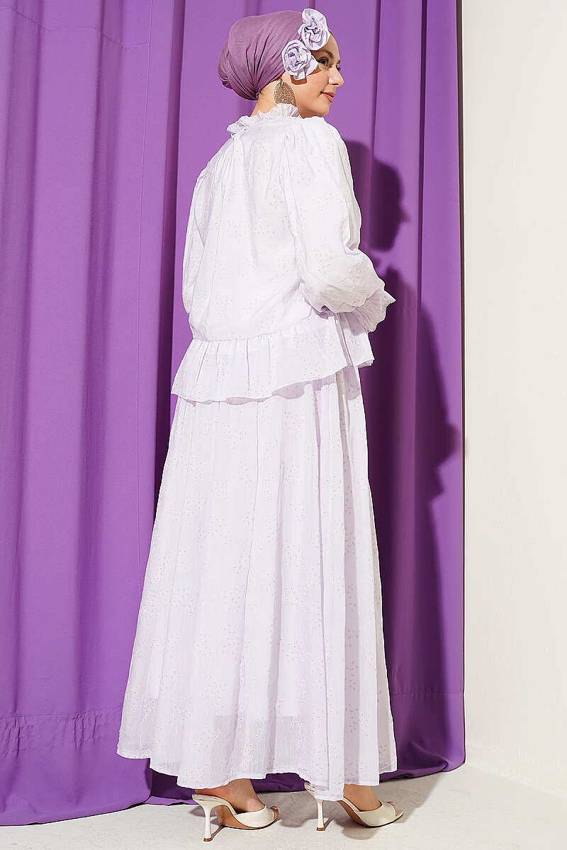 Ruffle Skirt Set with Rose Accessory - Lilac