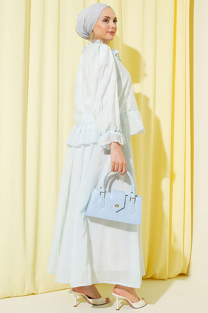 Ruffle Skirt Set with Rose Accessory - Blue