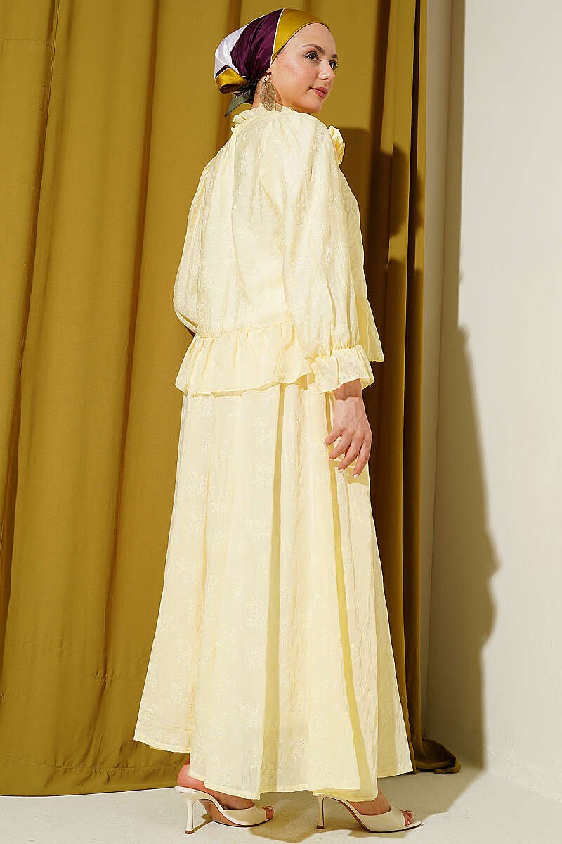 Ruffle Skirt Set with Rose Accessory - Yellow
