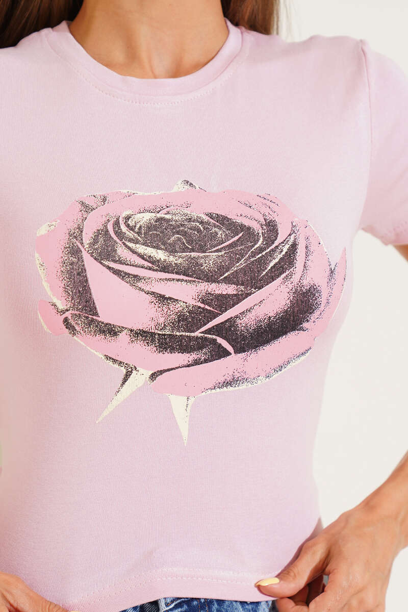 Rose Print Blouse - Powder