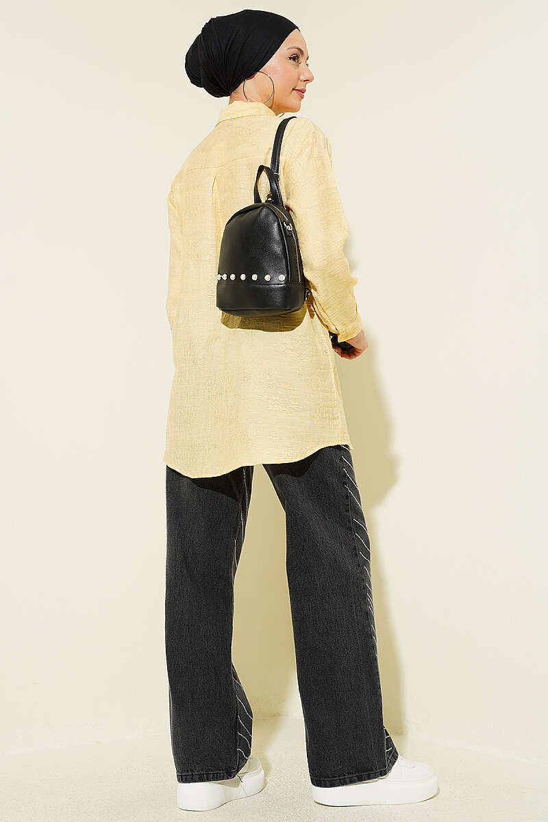 Rose Embroidered Shirt - Yellow