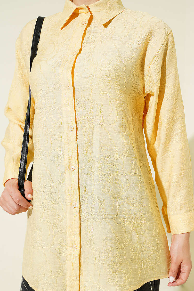 Rose Embroidered Shirt - Yellow