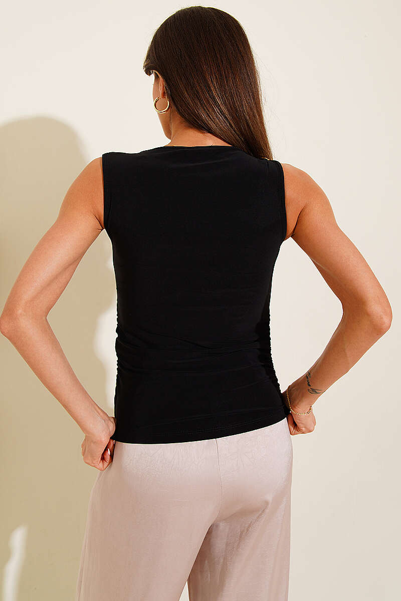 Sandy Blouse with Rose Buckle - Black