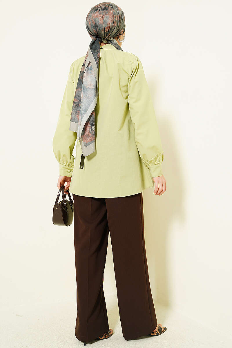 Guipure Lace-Up Shirt - Pistachio