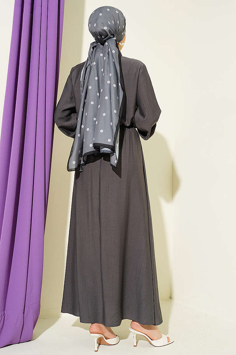 Guipure Skirt Set with Half Rivet Buttons - Smoke Grey