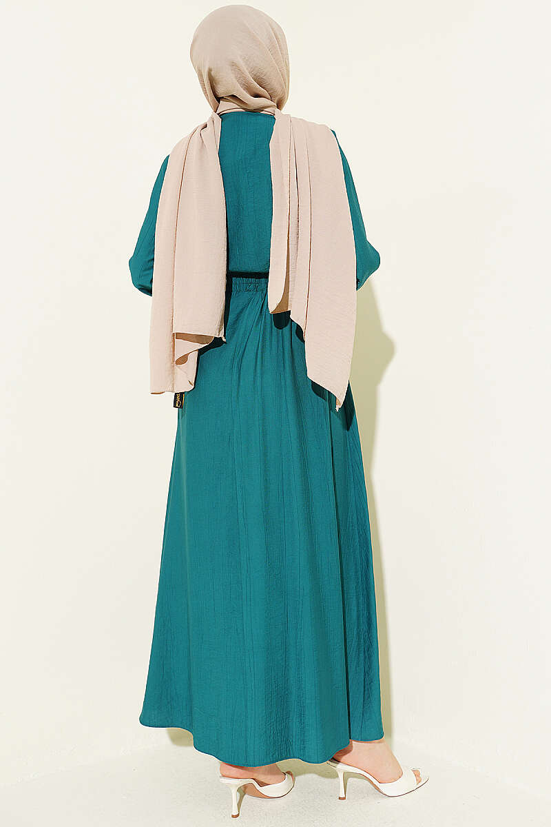 Guipure Skirt Set with Half Rivet Buttons - Emerald